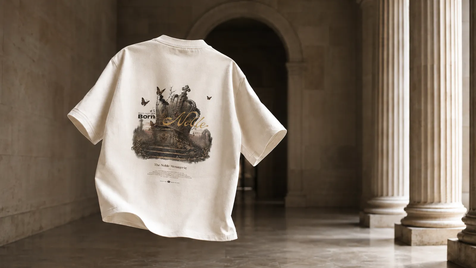 Coeys Kingdom T 恤平铺产品摄影——作为 Drop 001 收尾的“展品式”成衣陈列