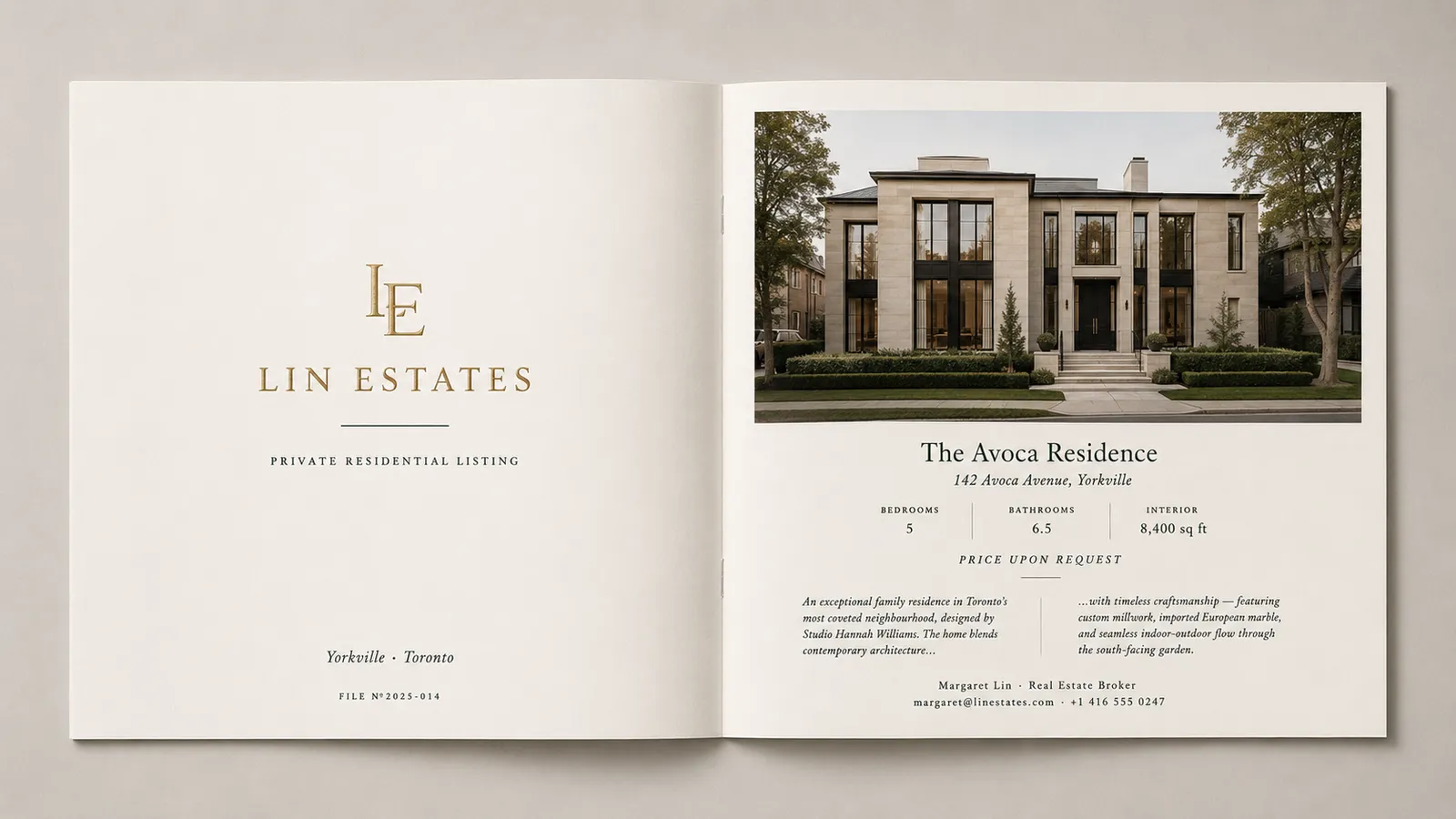The Avoca Residence brochure spread — Yorkville property