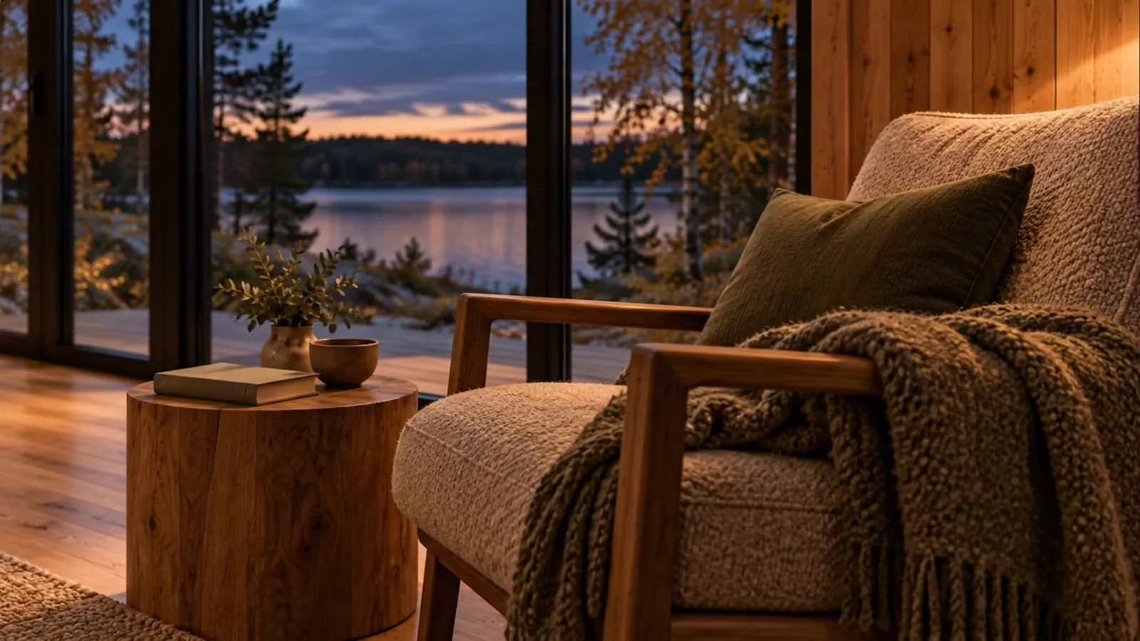 A Night by the Lake — a frame from the film: an armchair by the window