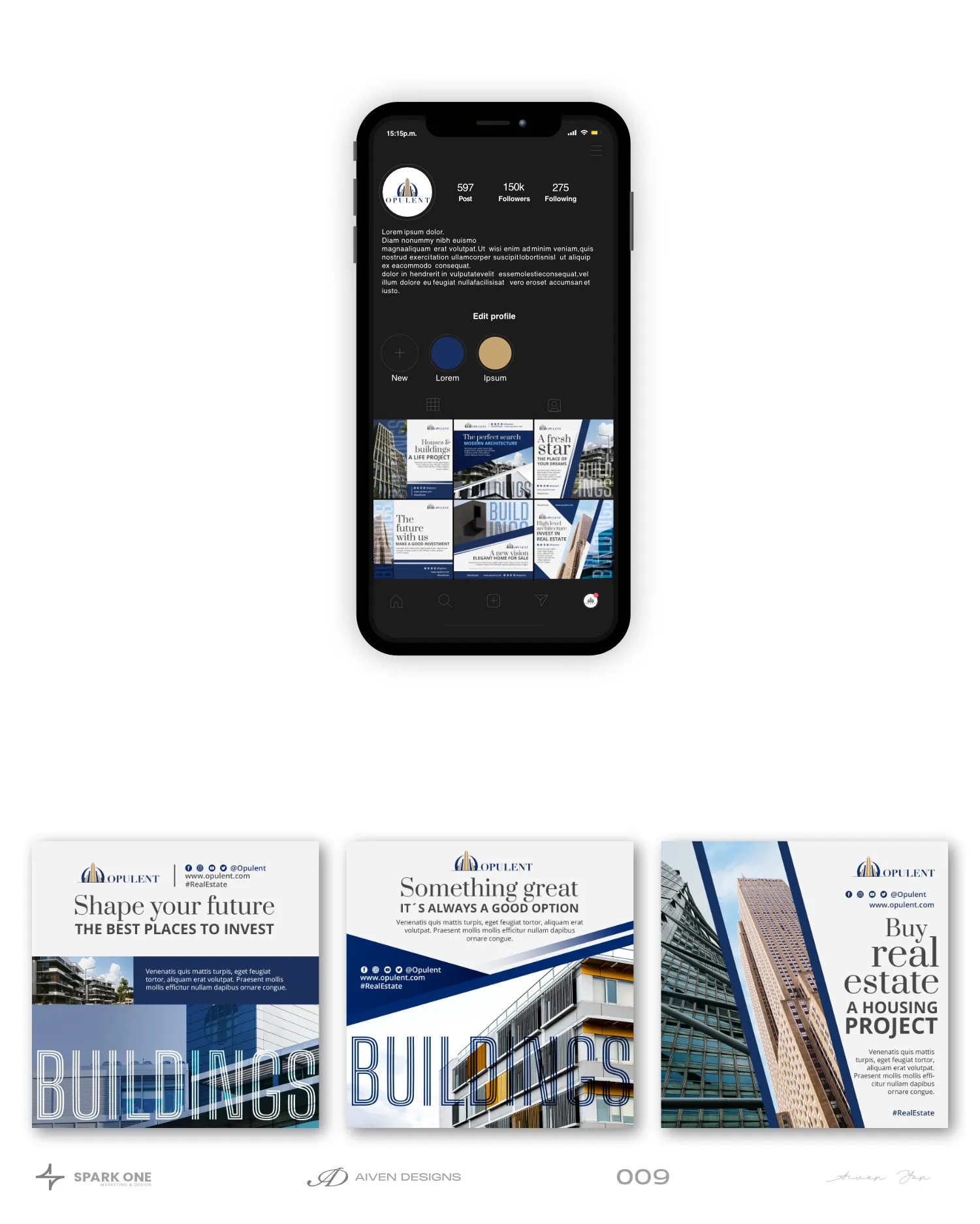 Opulent — identity for a real estate company, picture 5 of 10