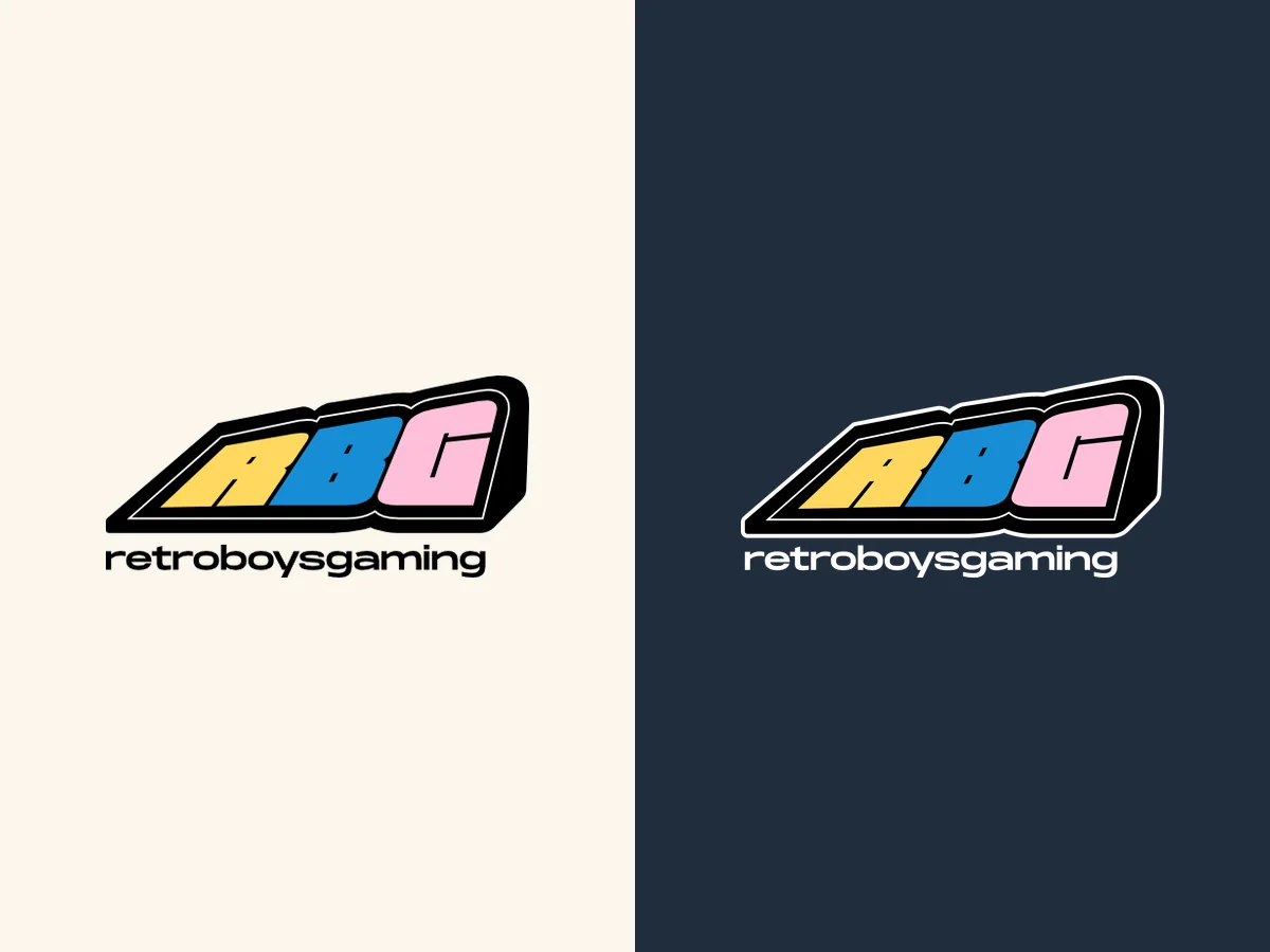 Retro Boys Gaming：Logo 在浅色底和深色底上的两个版本
