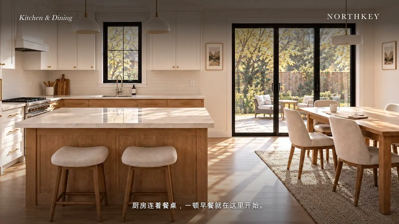 The Weekend Starts at Home — a frame from the film: the kitchen and the dining table